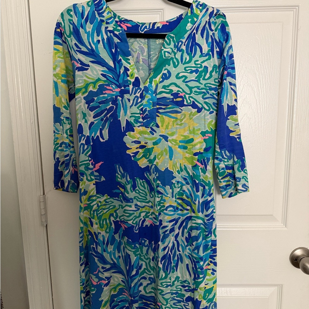 Lilly Pulitzer Blue Green Tunic Dress | Pima Cotton | Size S